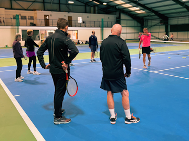 Mark Petchey giving a coaching masterclass at Ipswich Sports Club